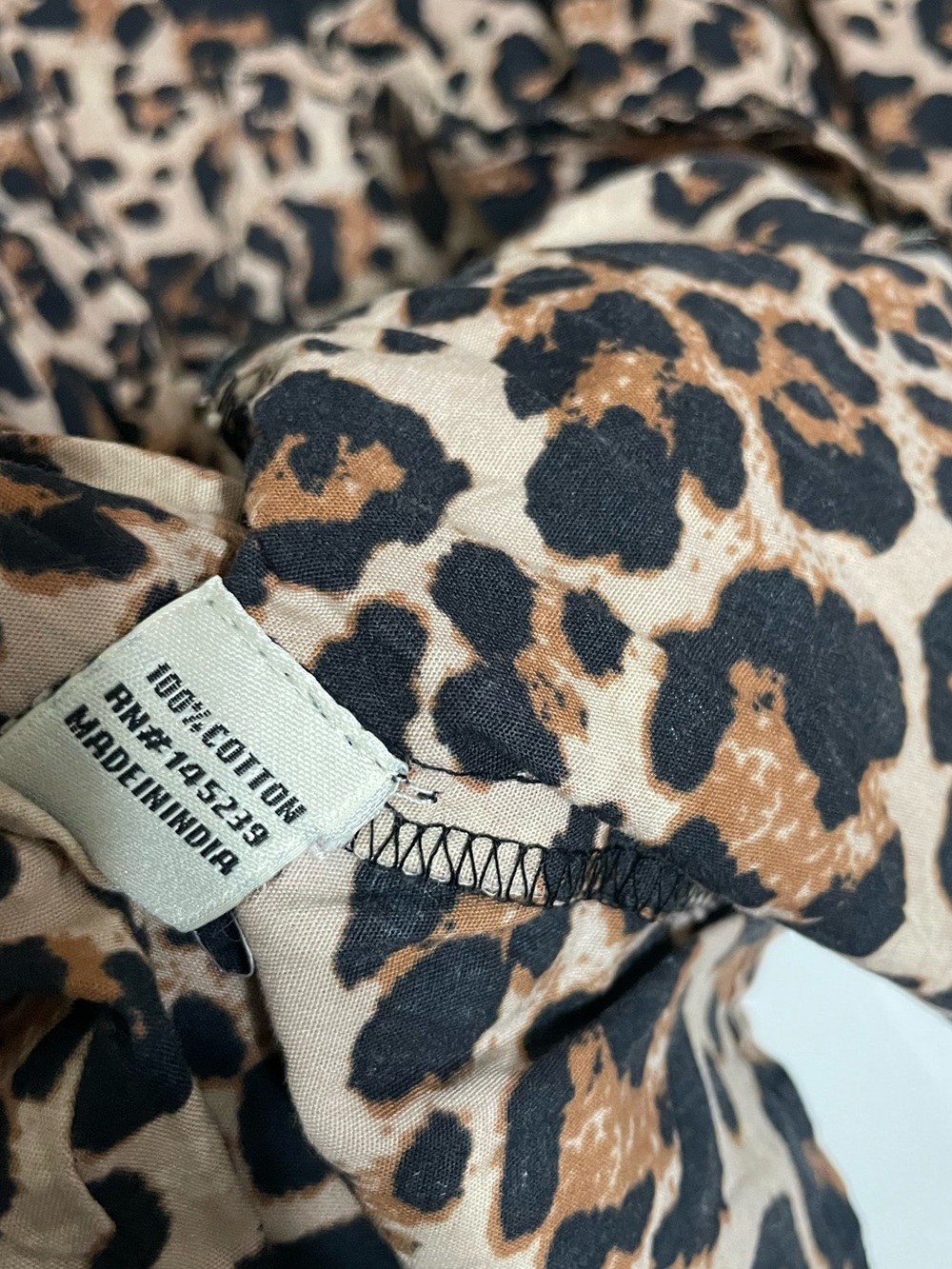 Sim & Sam Leopard Print Babydoll Peplum Tie Front Long Puff Sleeve Boho Top SZ M - Picture 13 of 16